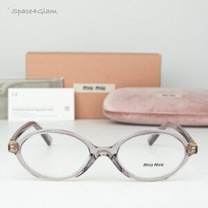BRAND NEW Miu Miu MU01XV 12W1O1 Mauve Transparent Demo Oval Unisex Eyeglasses